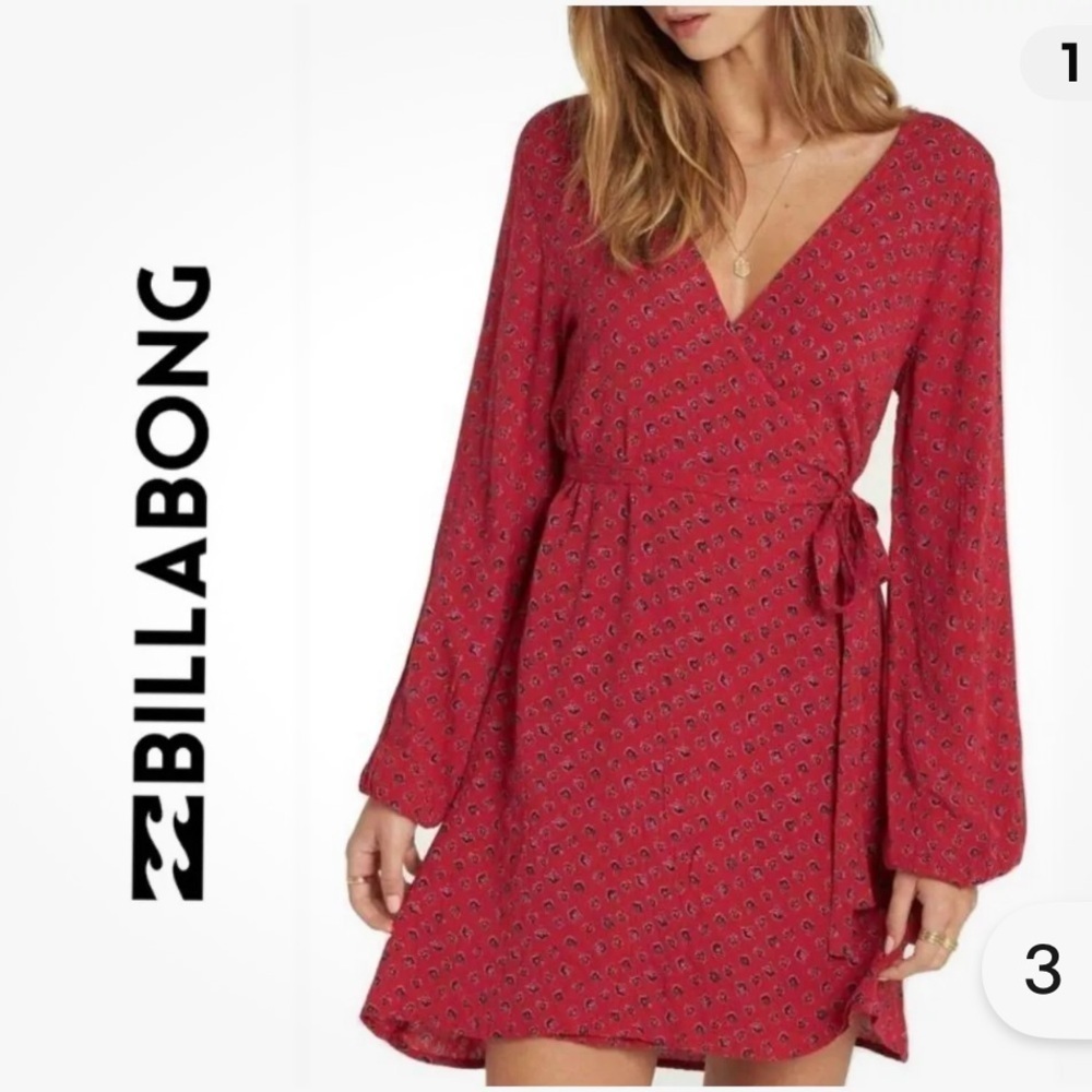 New with tag Billabong Love Warrior Wrap Dress red S.
